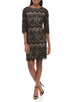 Jessica Howard 3/4 Sleeve Lace Shift Dress | belk