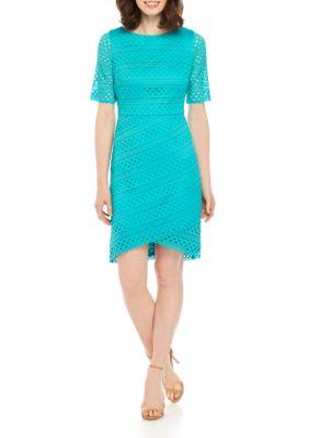 jessica howard sleeveless multi dot asymmetrical hem dres