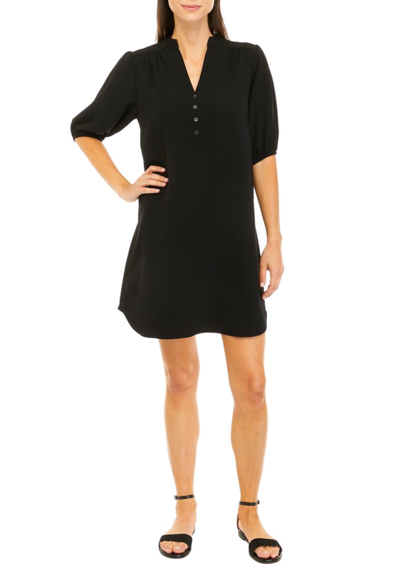 Womens Elbow Puff Sleeve Shirtdress