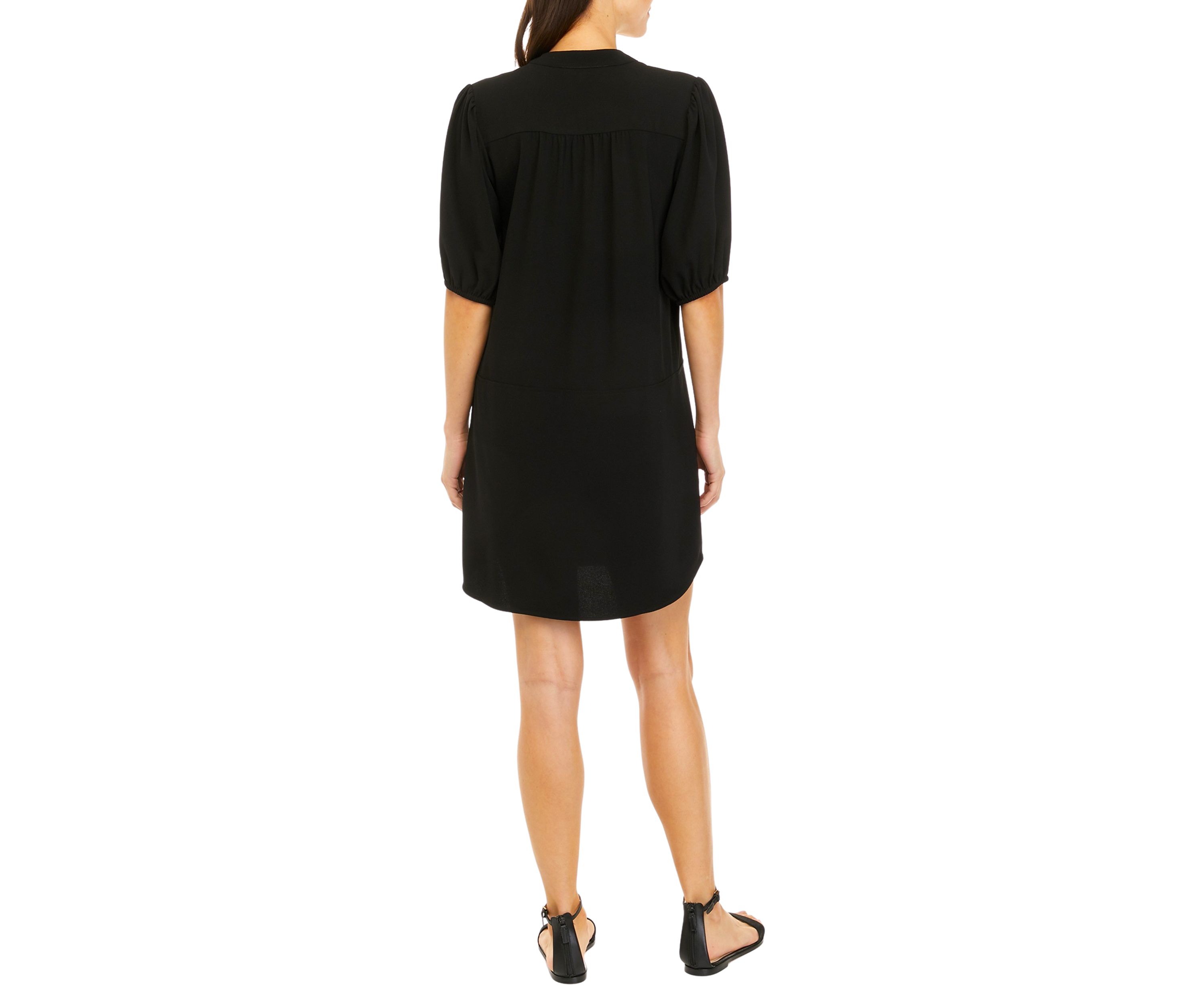Womens Elbow Puff Sleeve Shirtdress