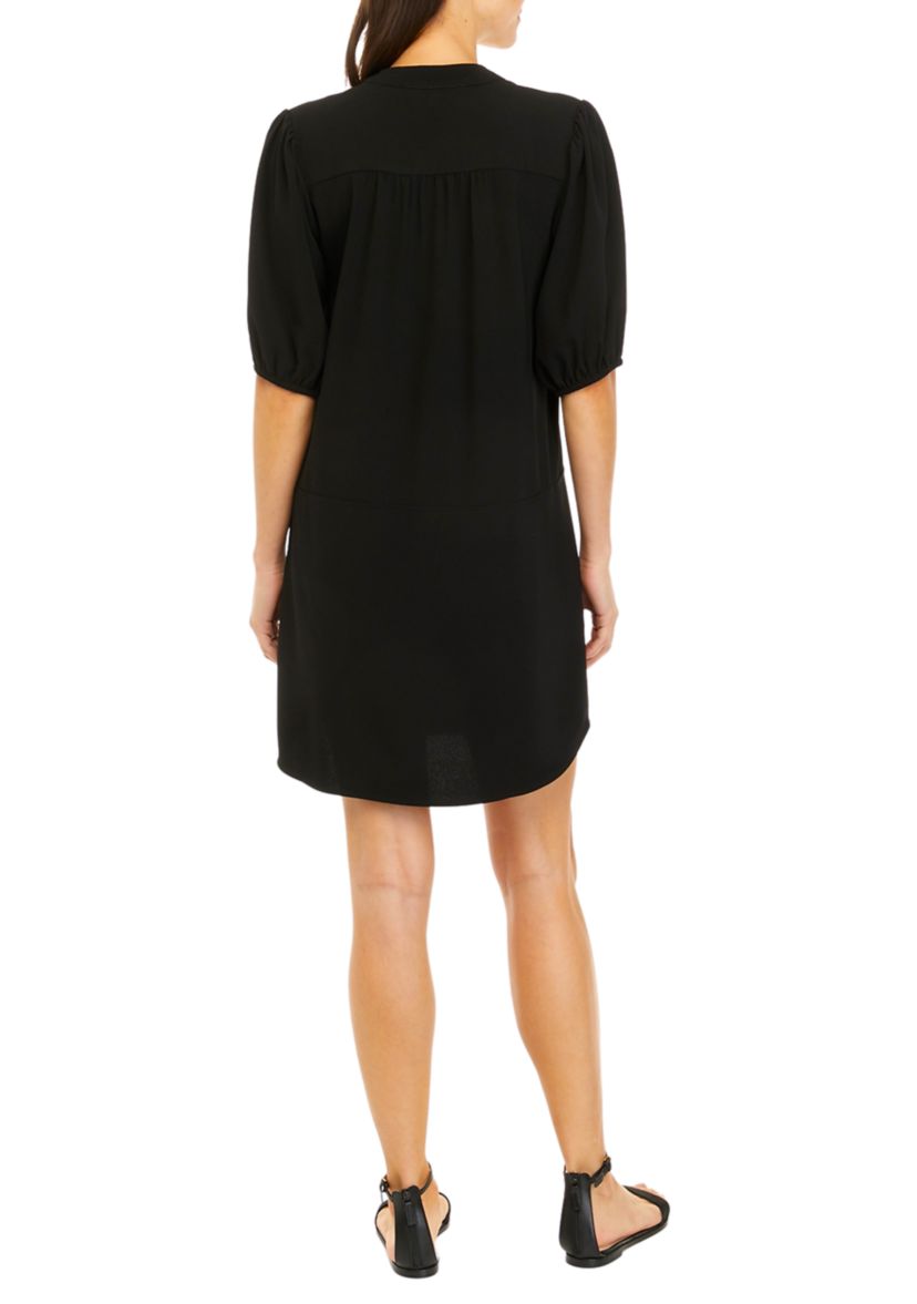 Womens Elbow Puff Sleeve Shirtdress