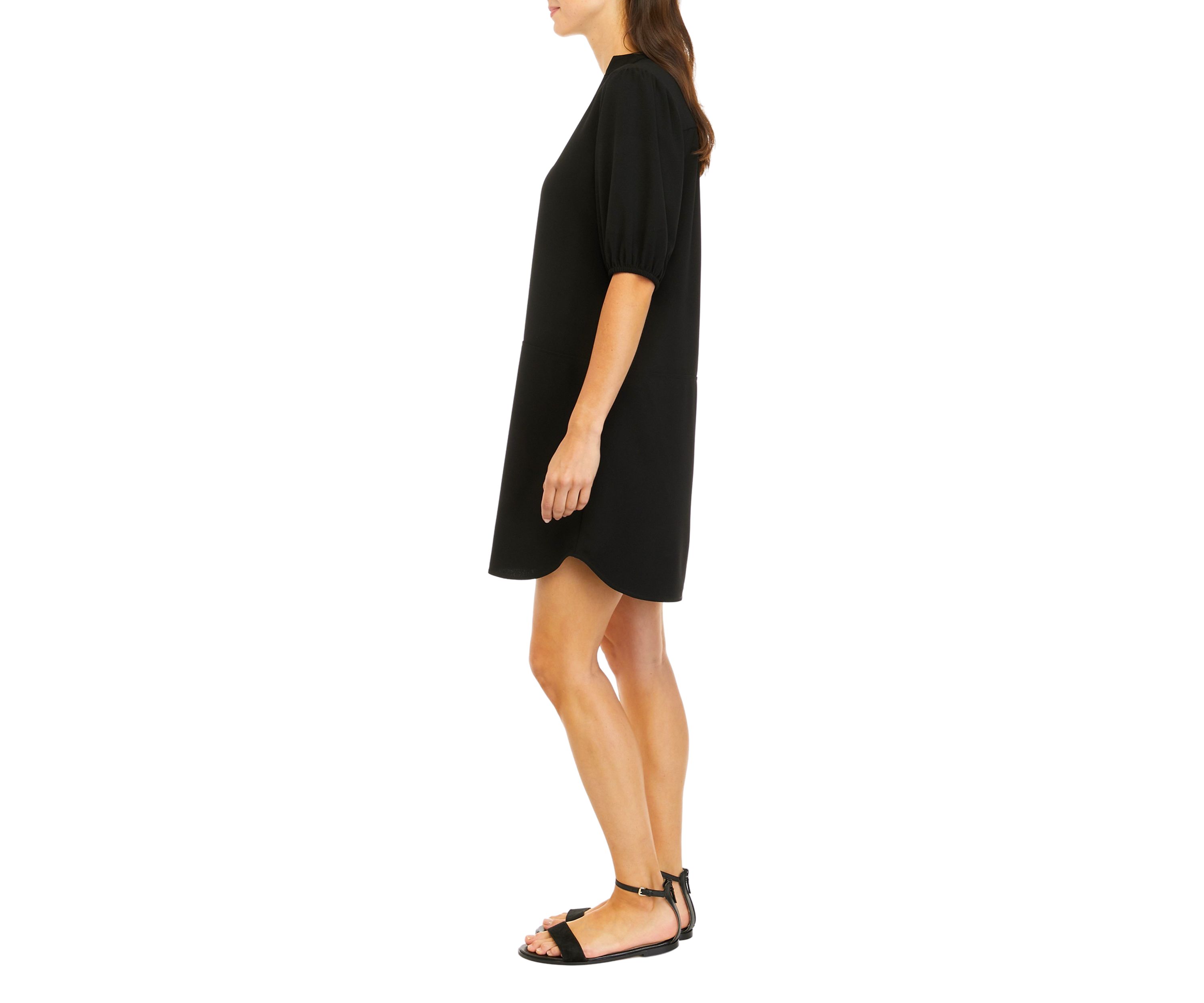 Womens Elbow Puff Sleeve Shirtdress