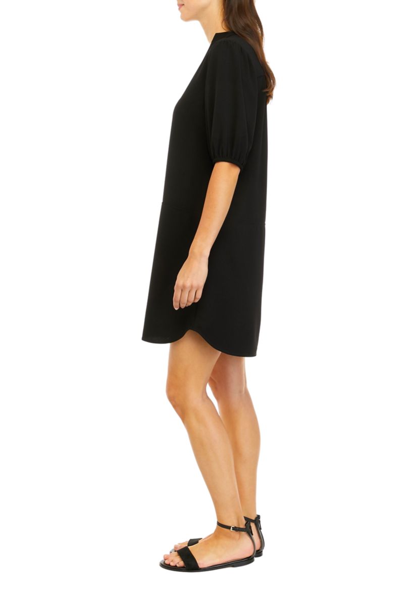 Womens Elbow Puff Sleeve Shirtdress