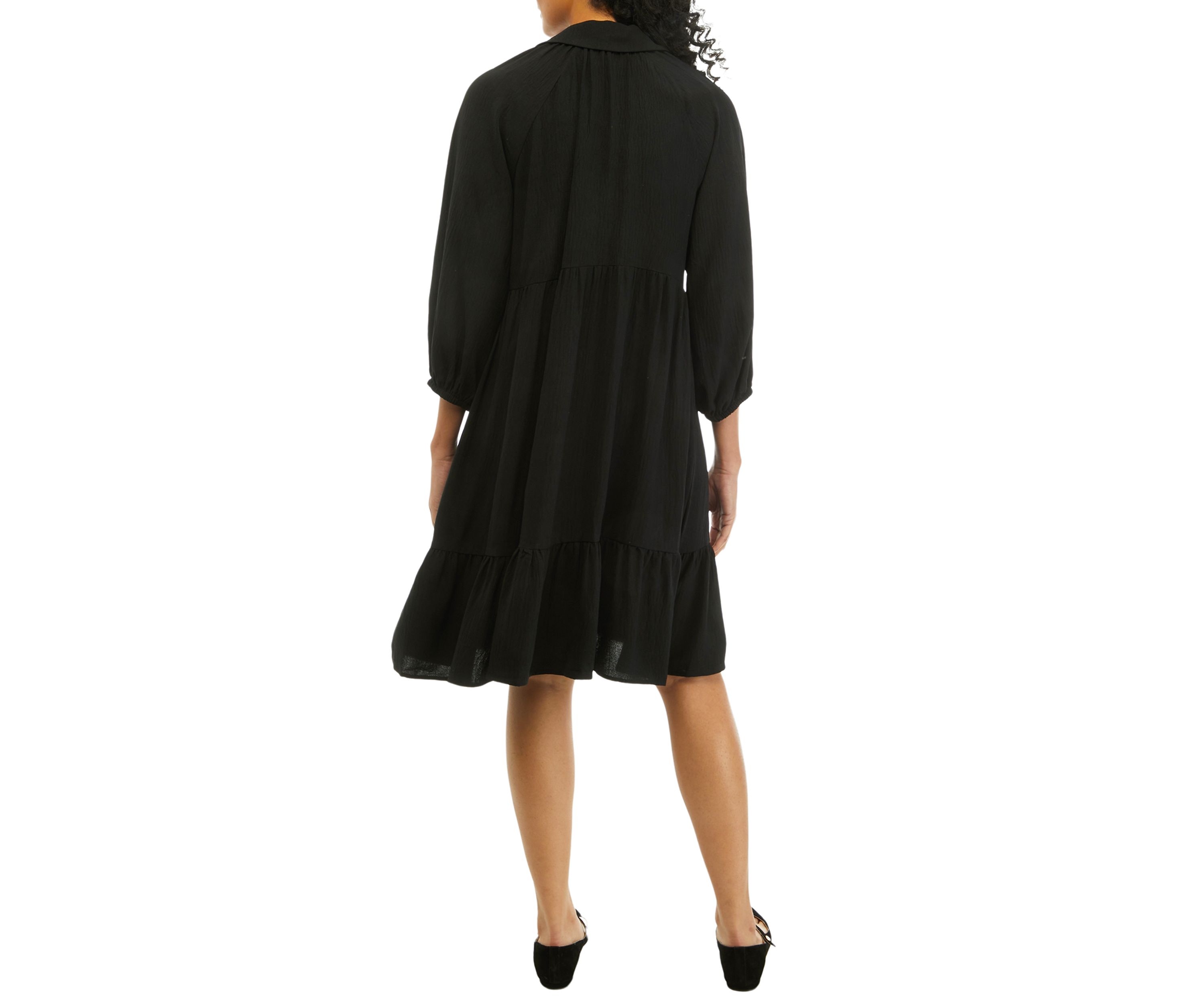Womens 3/4 Sleeve Solid Shirtdress