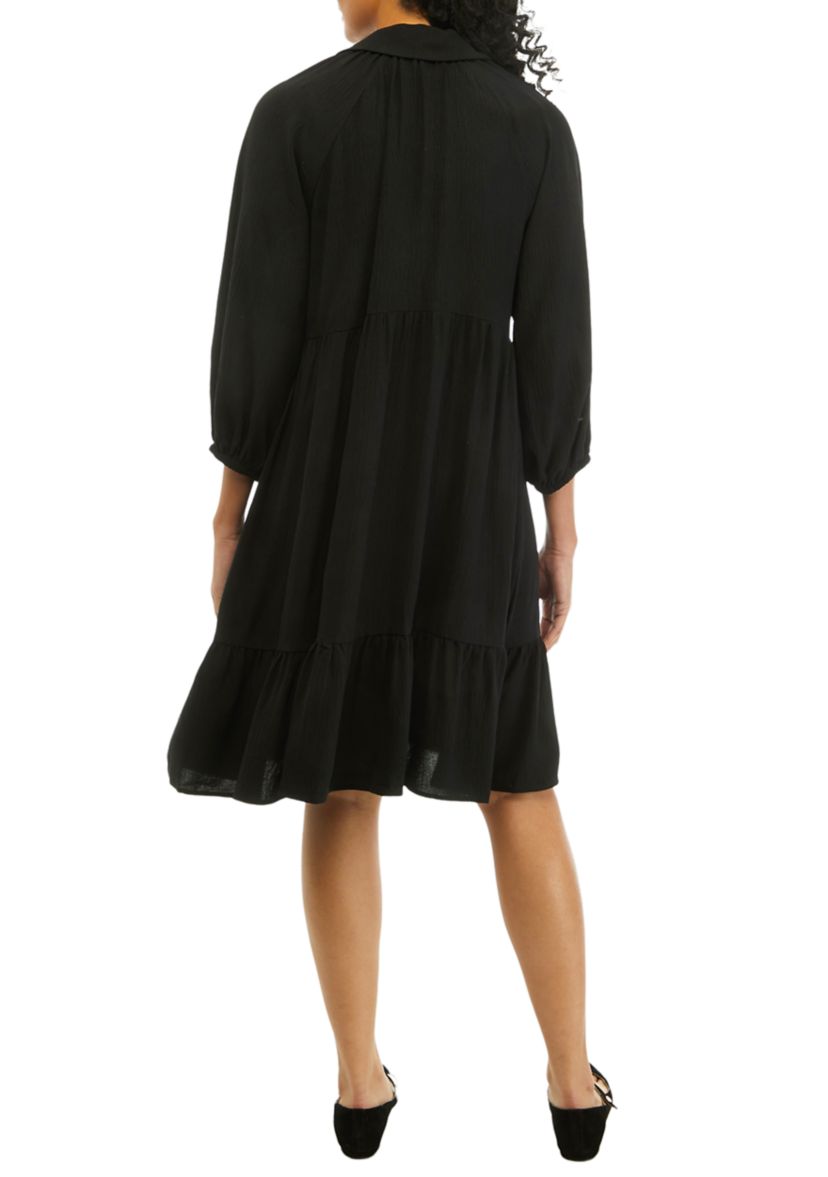 Womens 3/4 Sleeve Solid Shirtdress