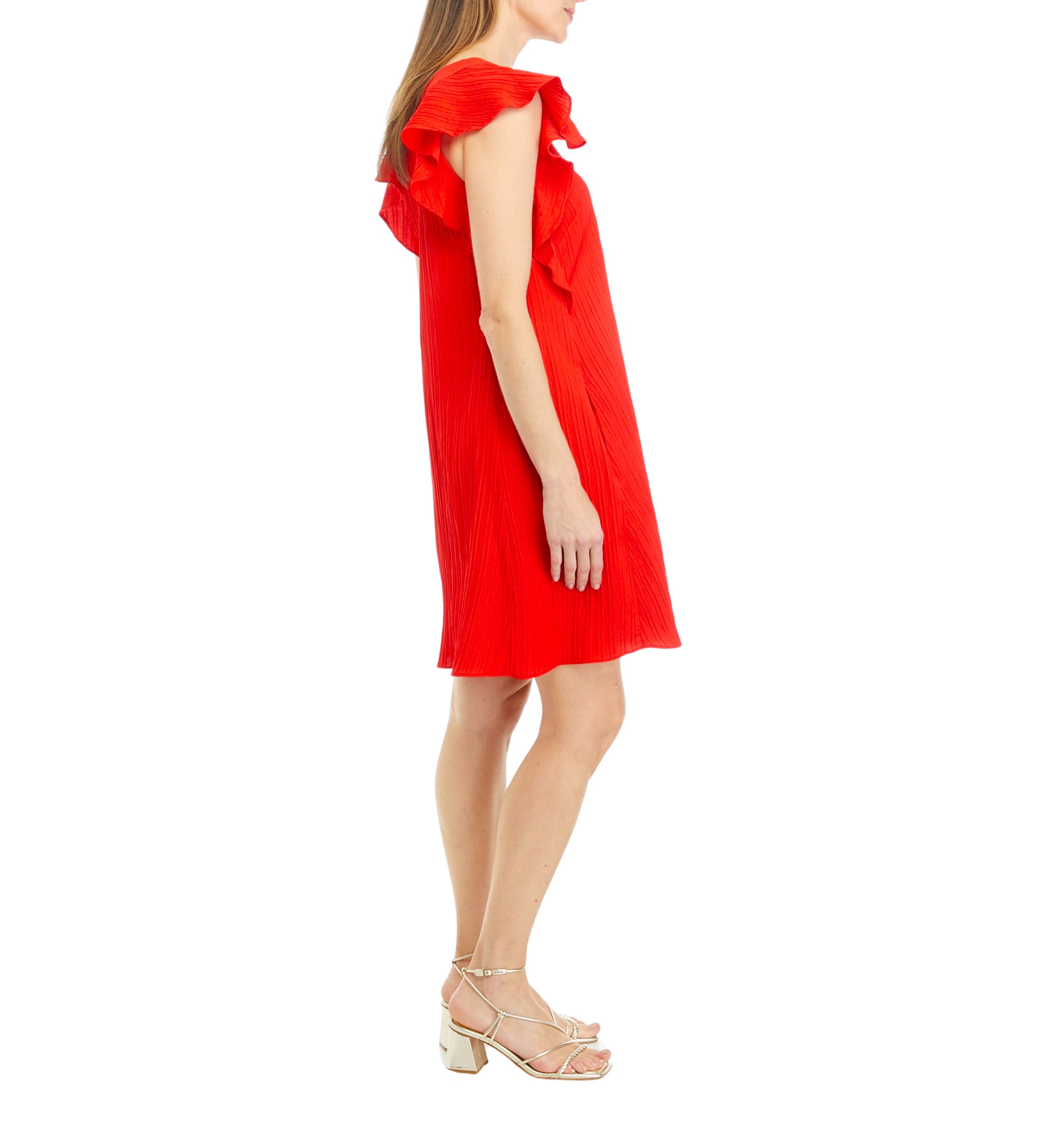 Womens Short Sleeve V-Neck Solid Textured Knit A-Line Dress