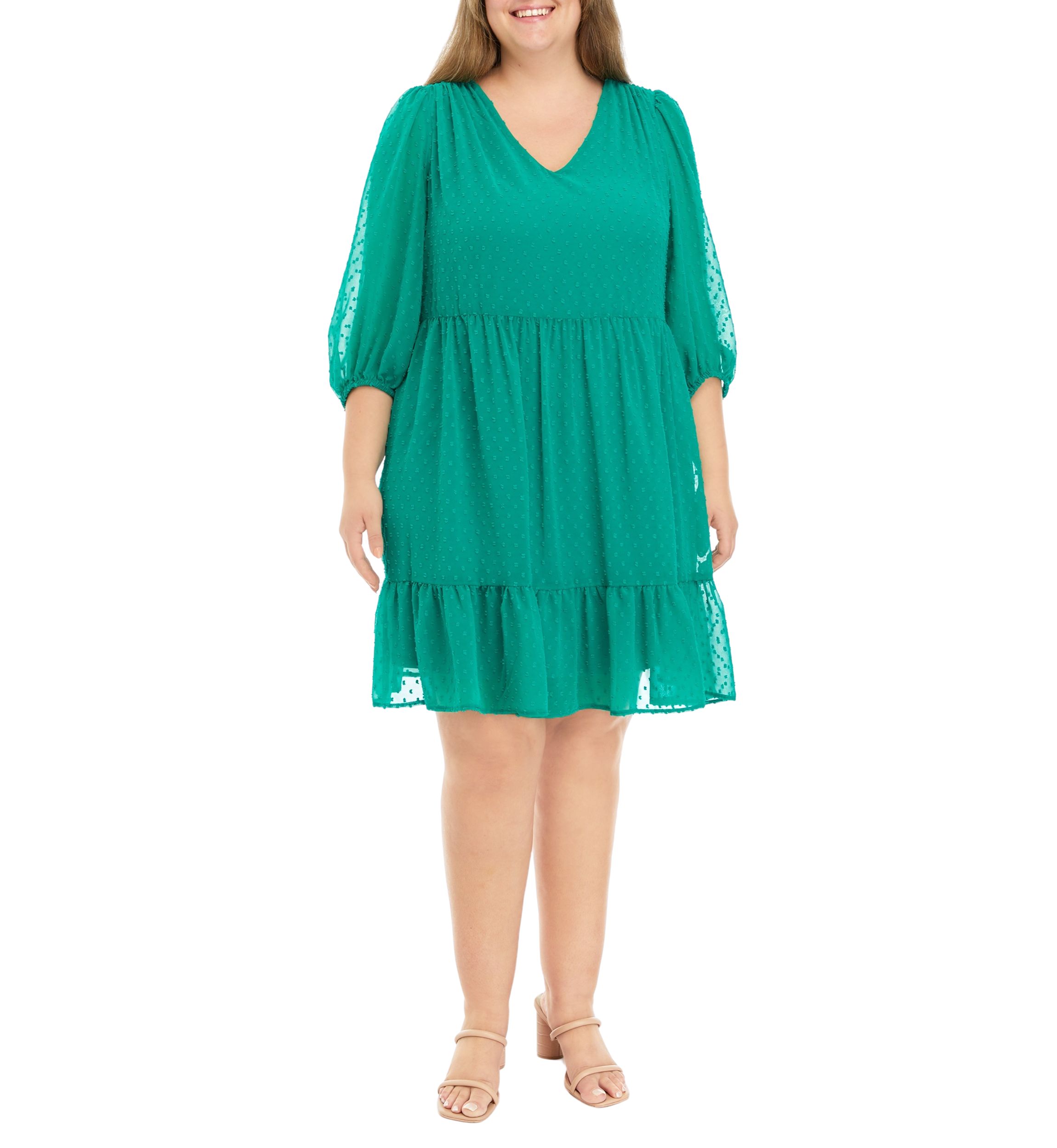 Plus Size 3/4 Sleeve Babydoll Dress