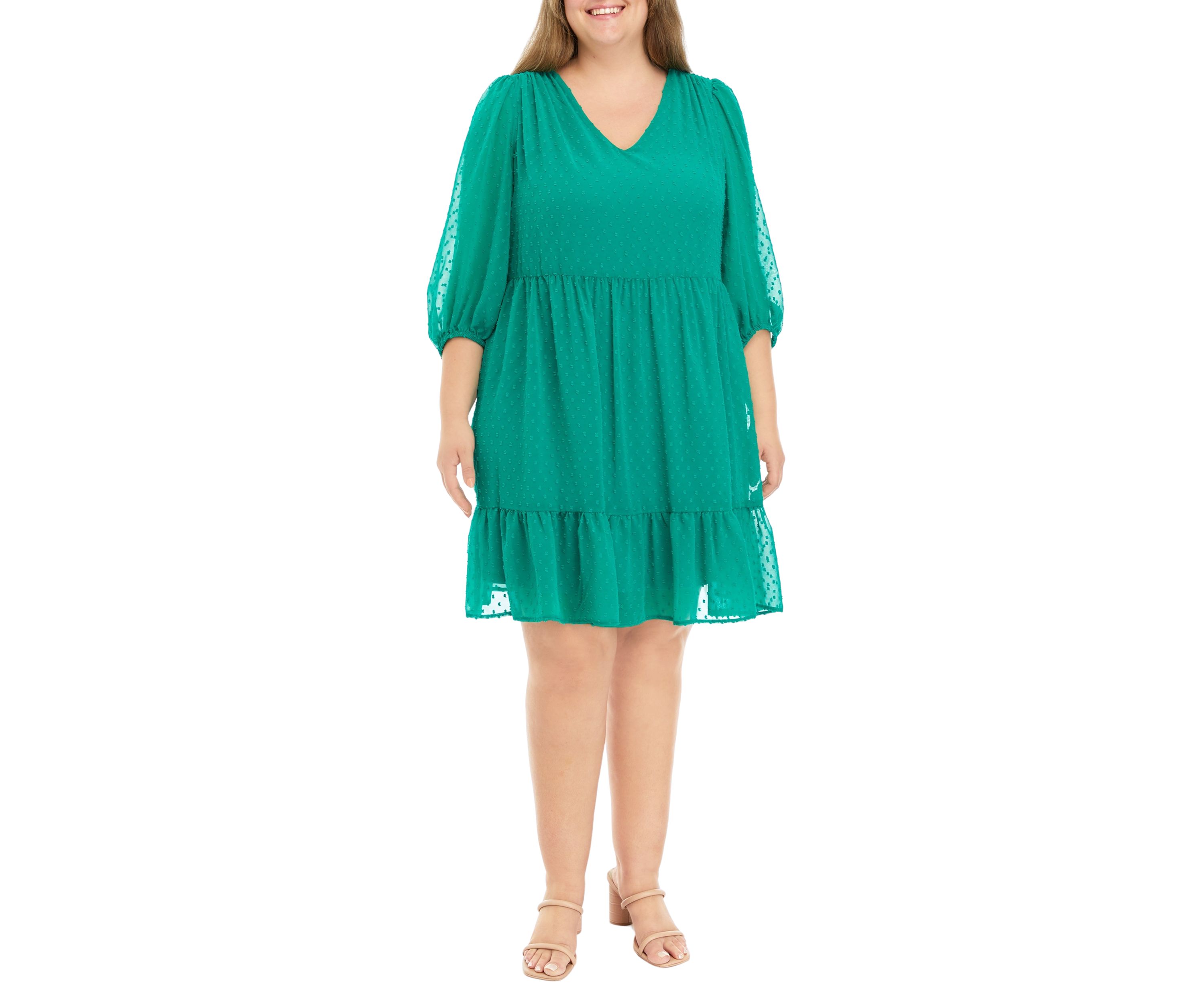 Plus Size 3/4 Sleeve Babydoll Dress