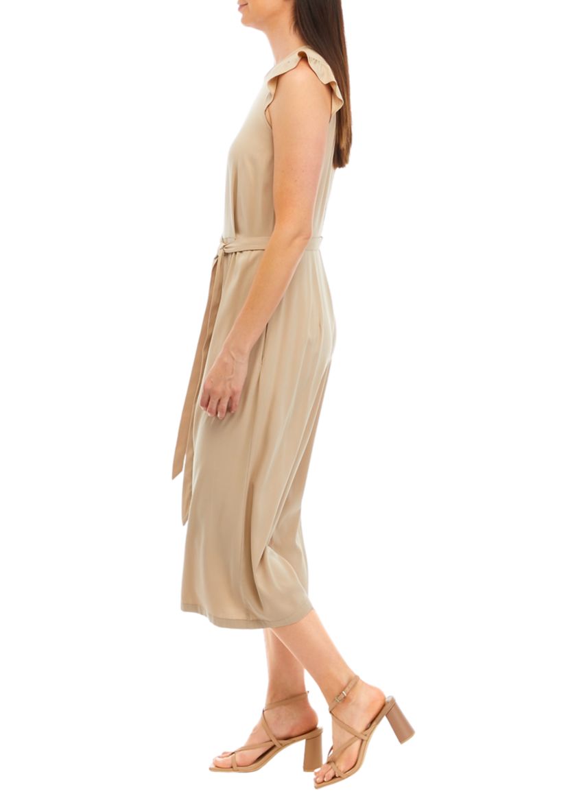Womens Flutter Sleeve Cropped Jumpsuit 