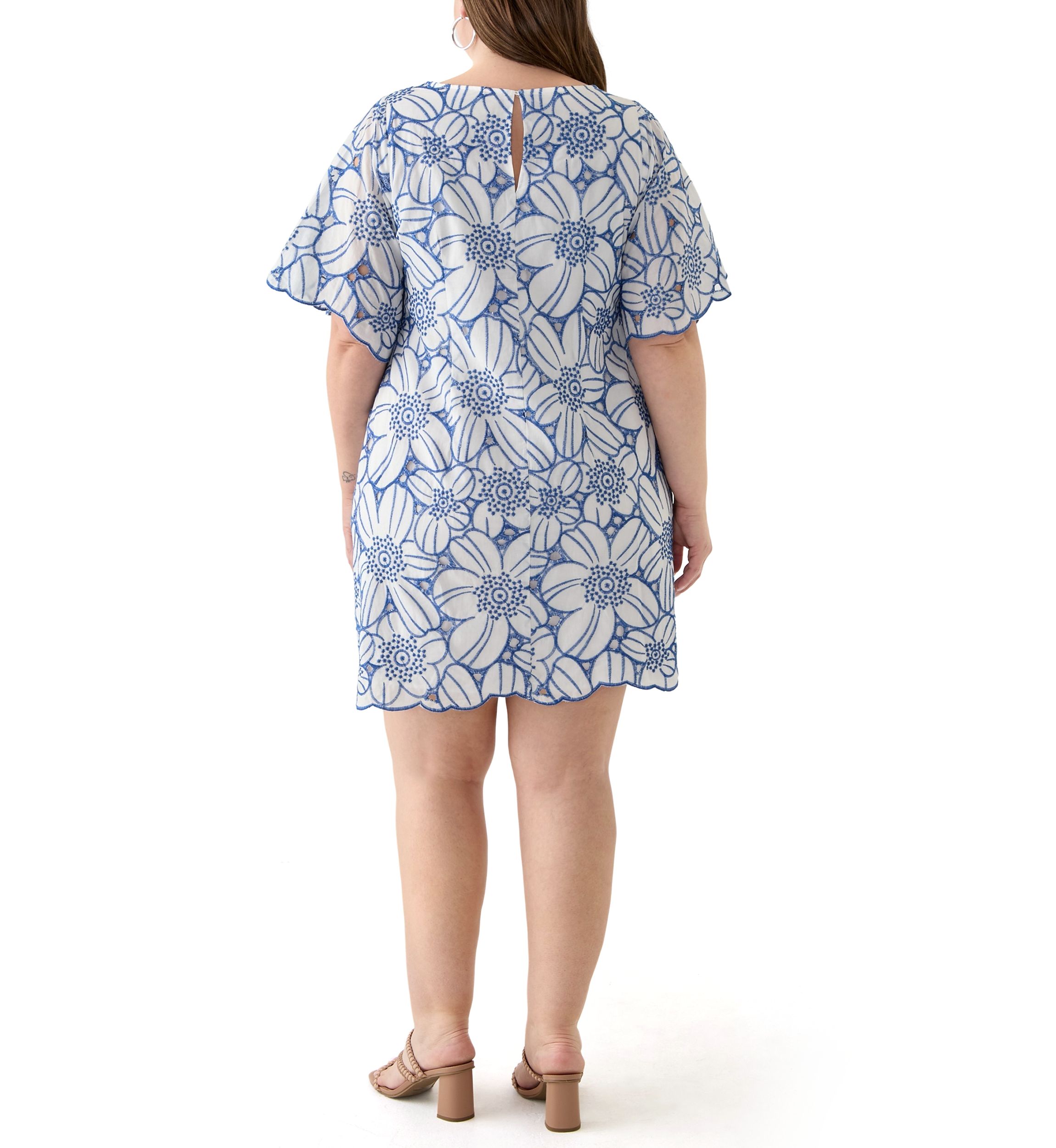 Plus Size Short Sleeve Crew Neck Floral Print Dress