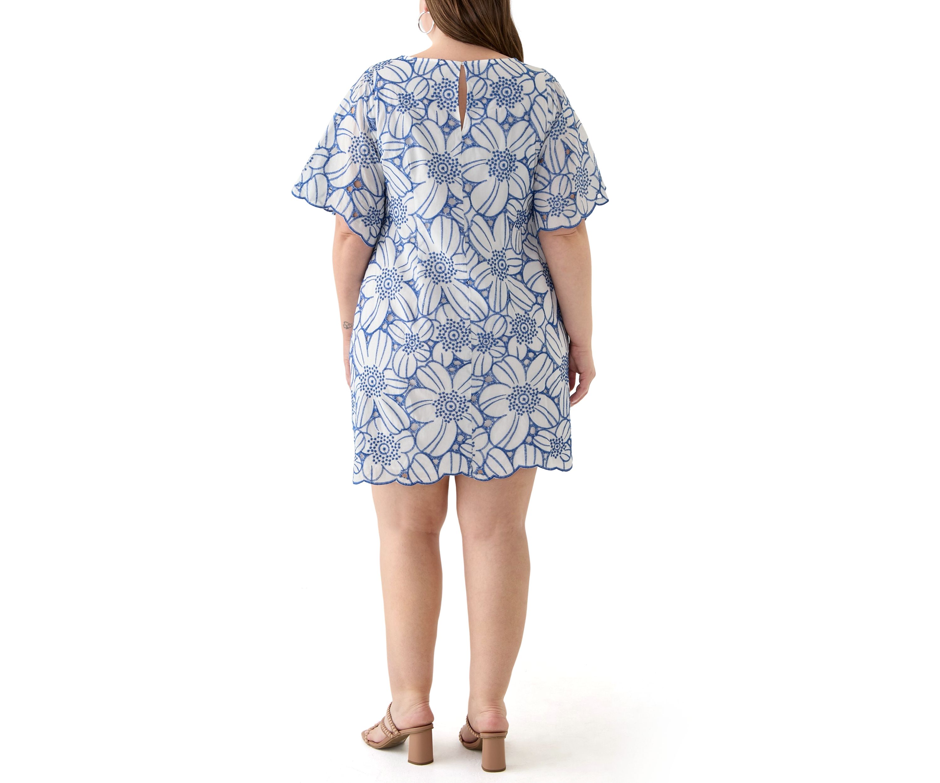 Plus Size Short Sleeve Crew Neck Floral Print Dress