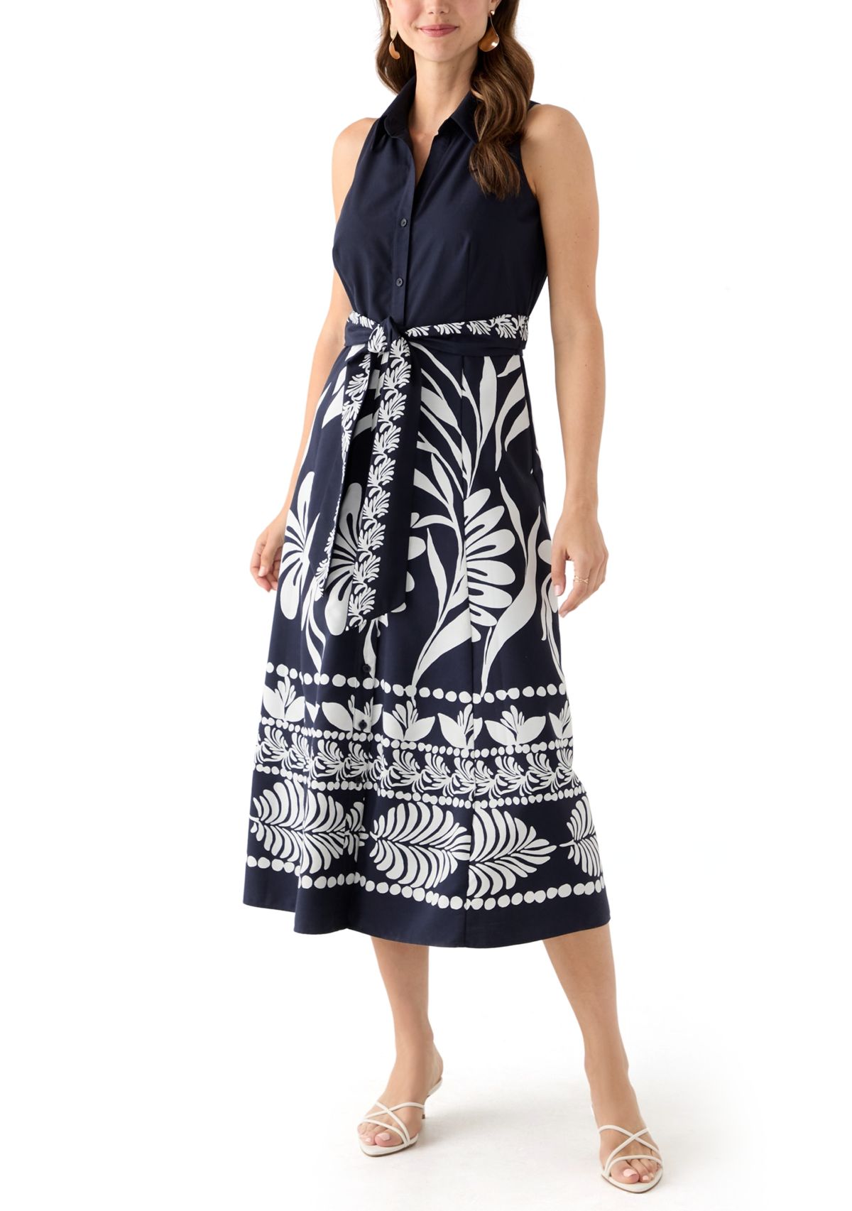 Womens Leaf Printed Shirtdress