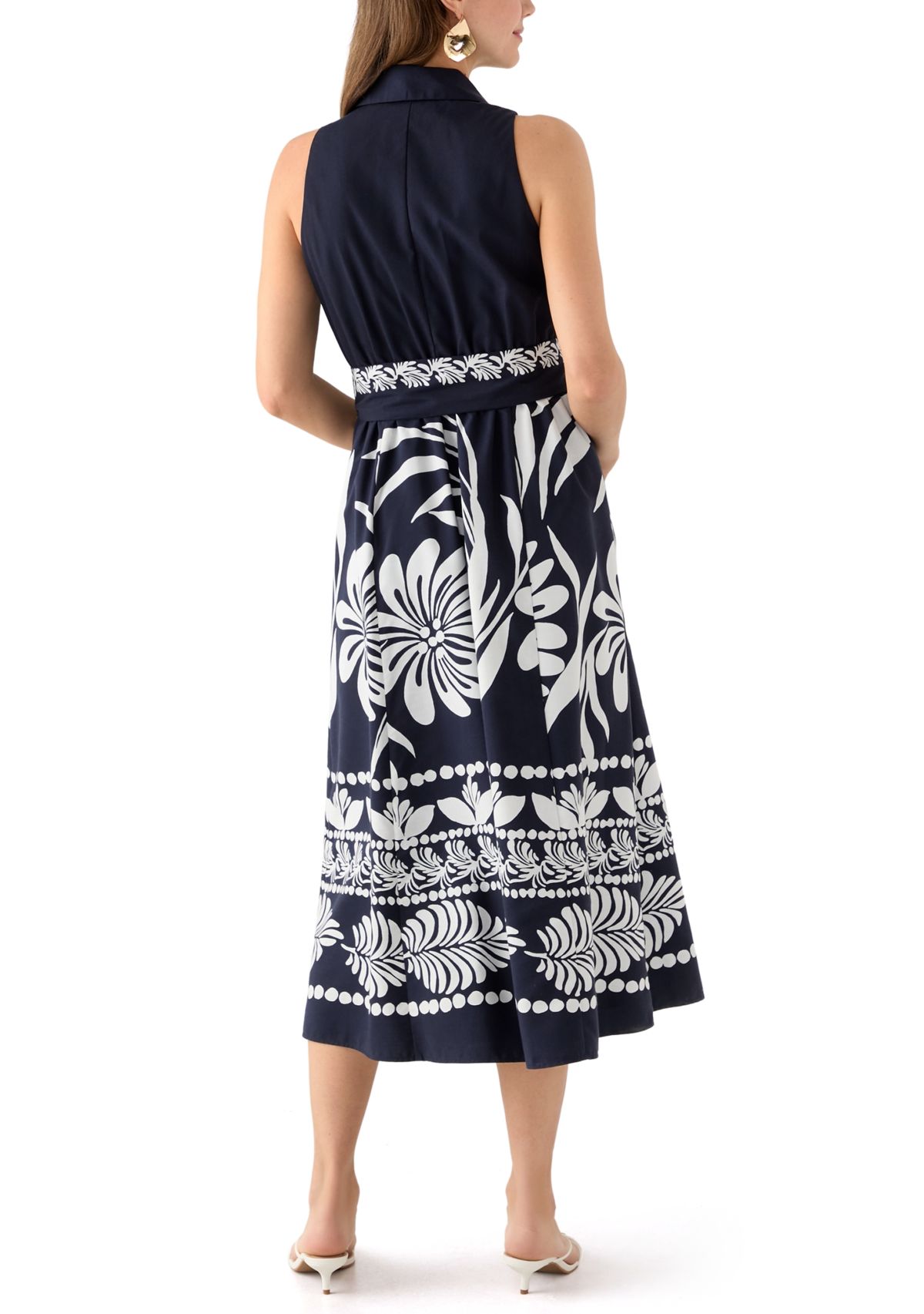Womens Leaf Printed Shirtdress