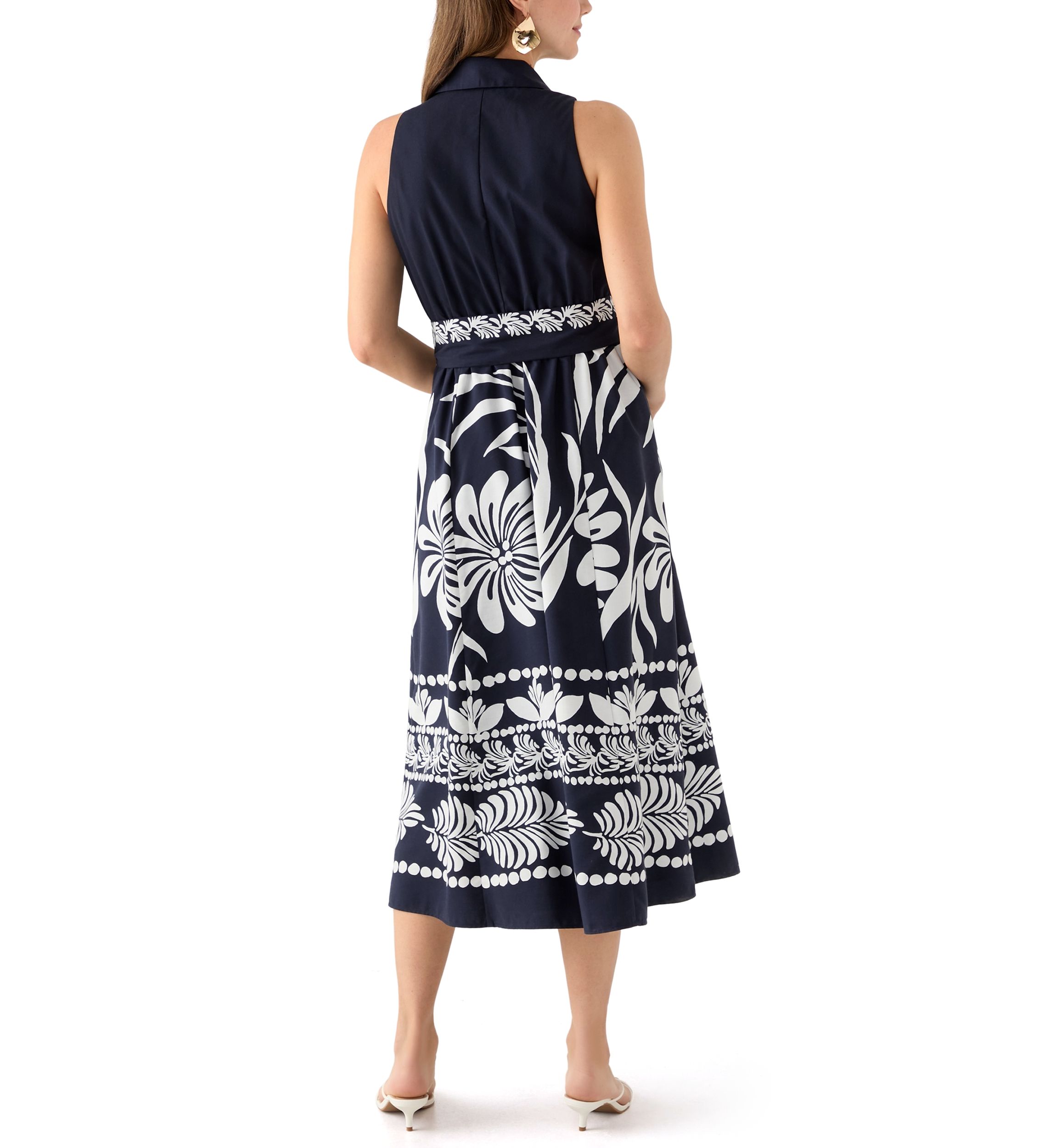Womens Leaf Printed Shirtdress
