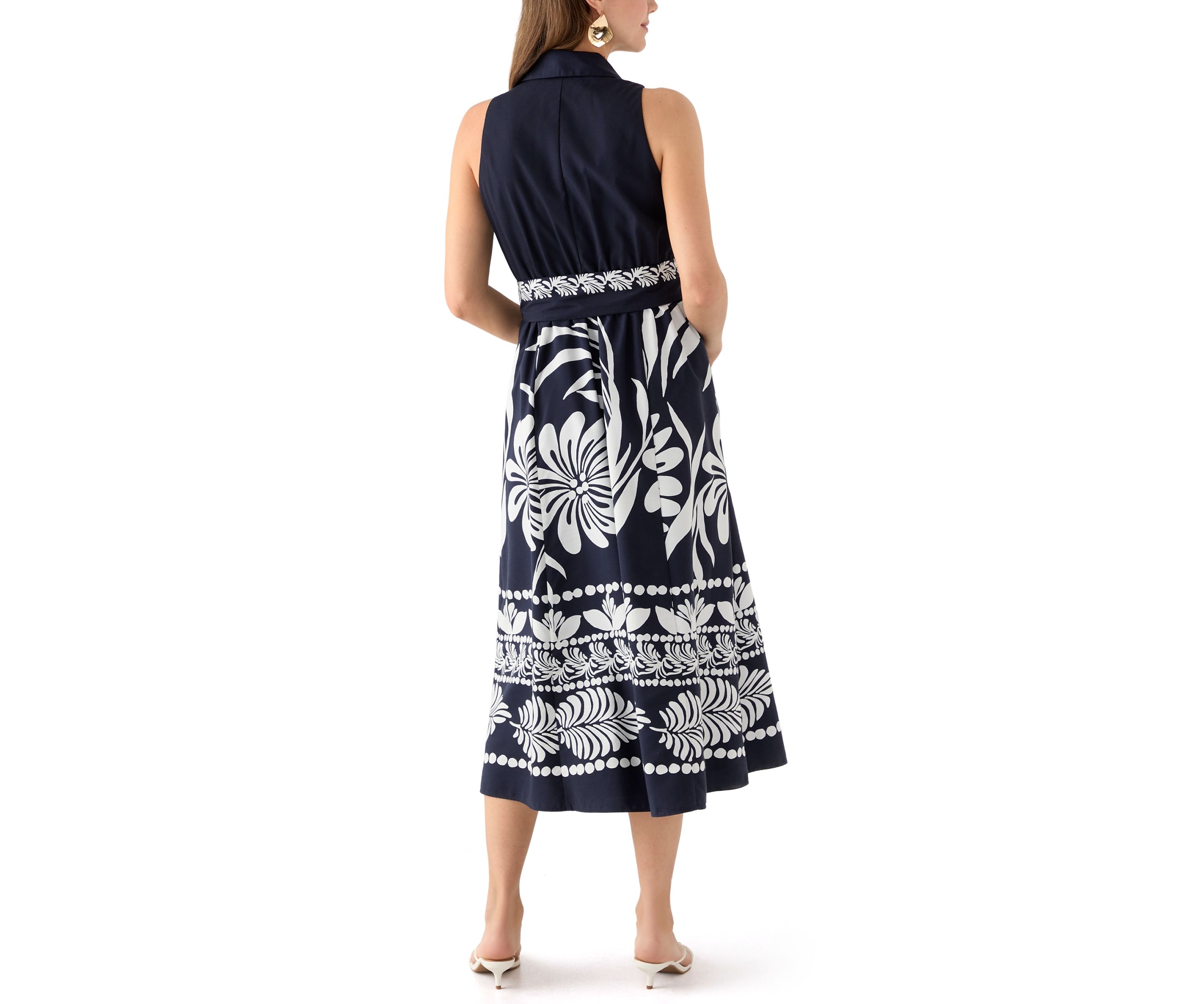 Womens Leaf Printed Shirtdress