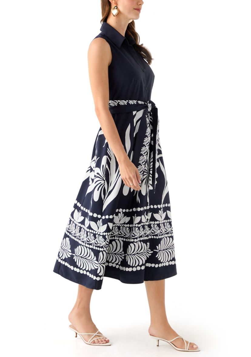 Womens Leaf Printed Shirtdress