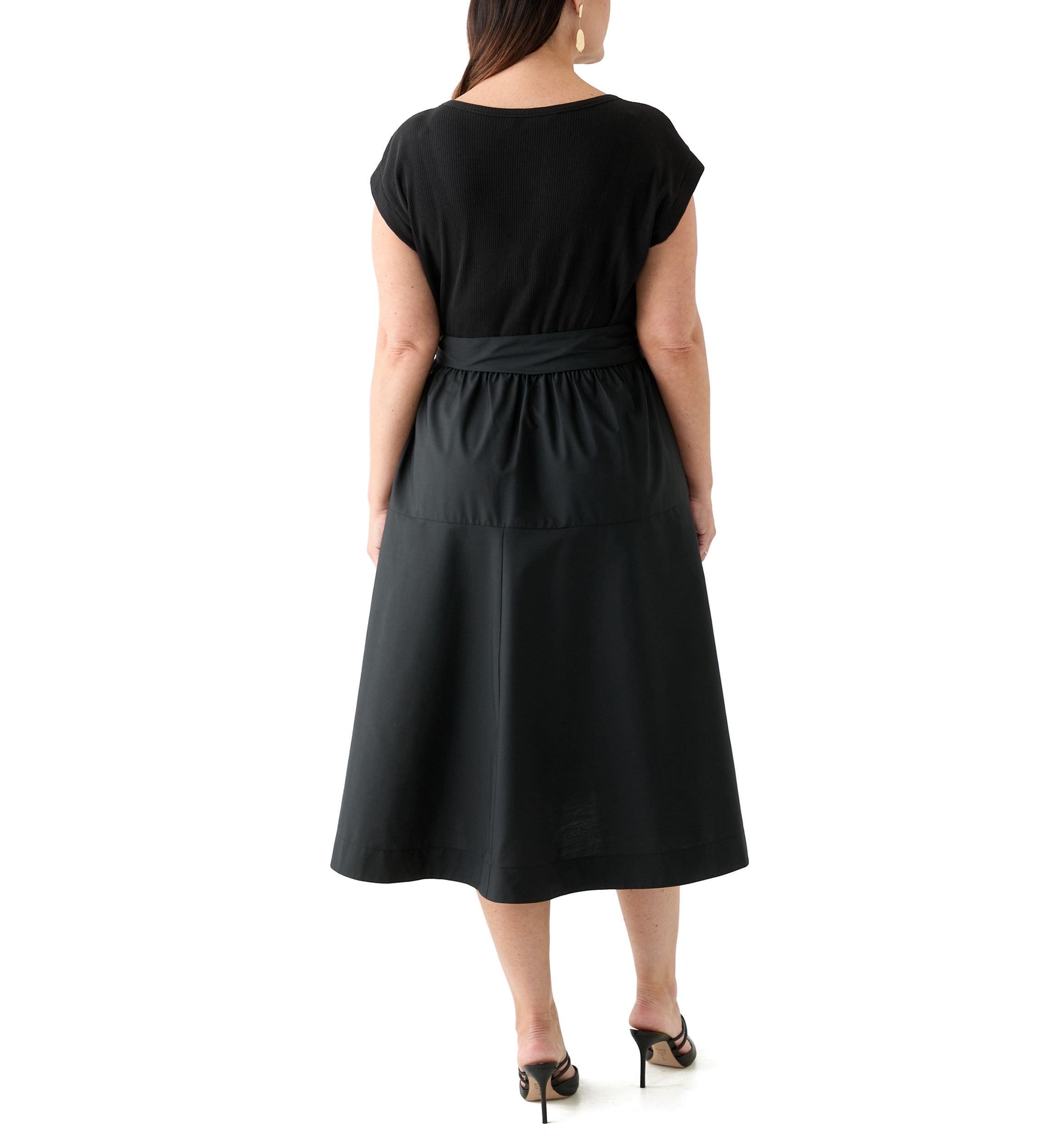 Plus Size Short Sleeve Belted Dress