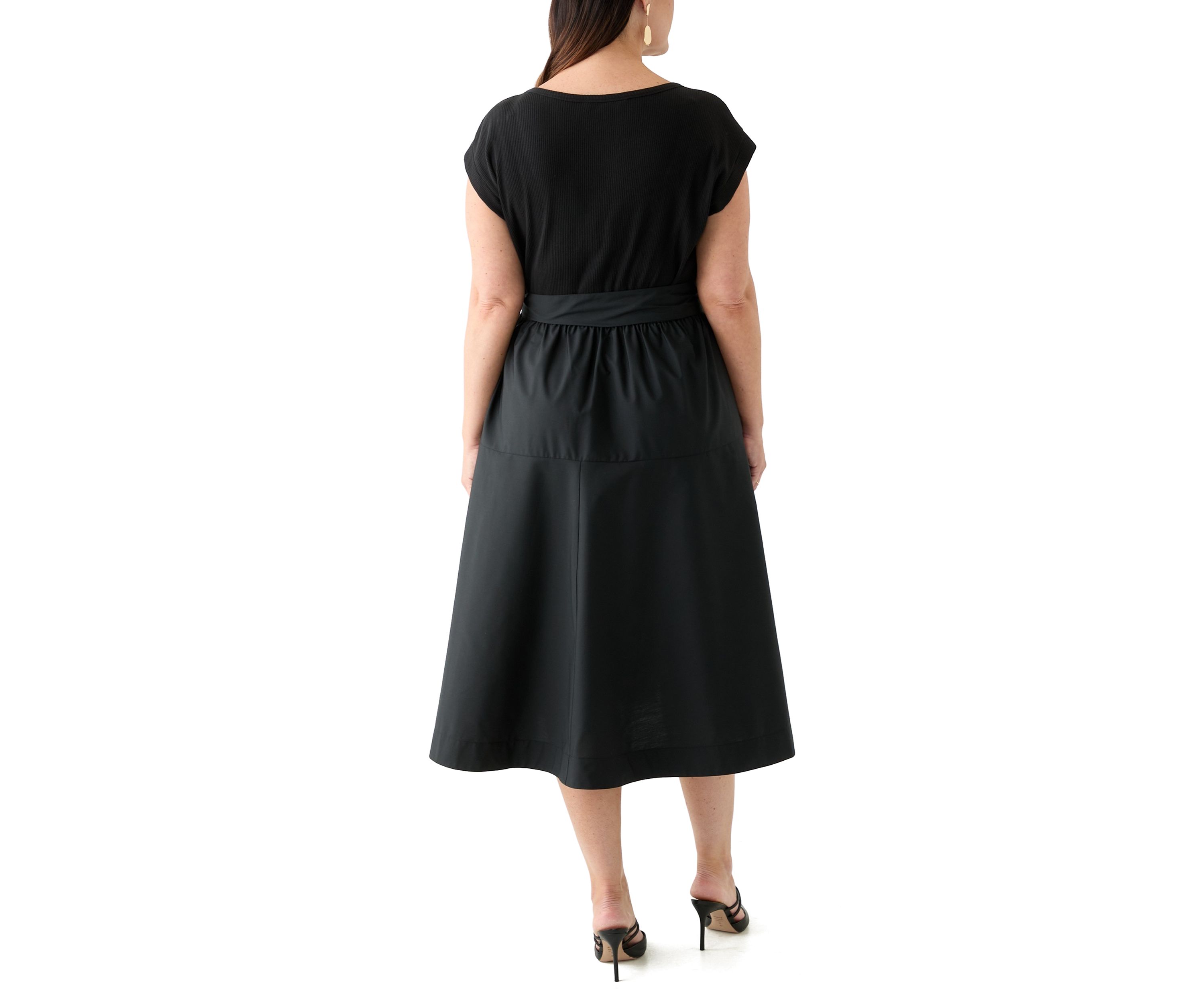 Plus Size Short Sleeve Belted Dress