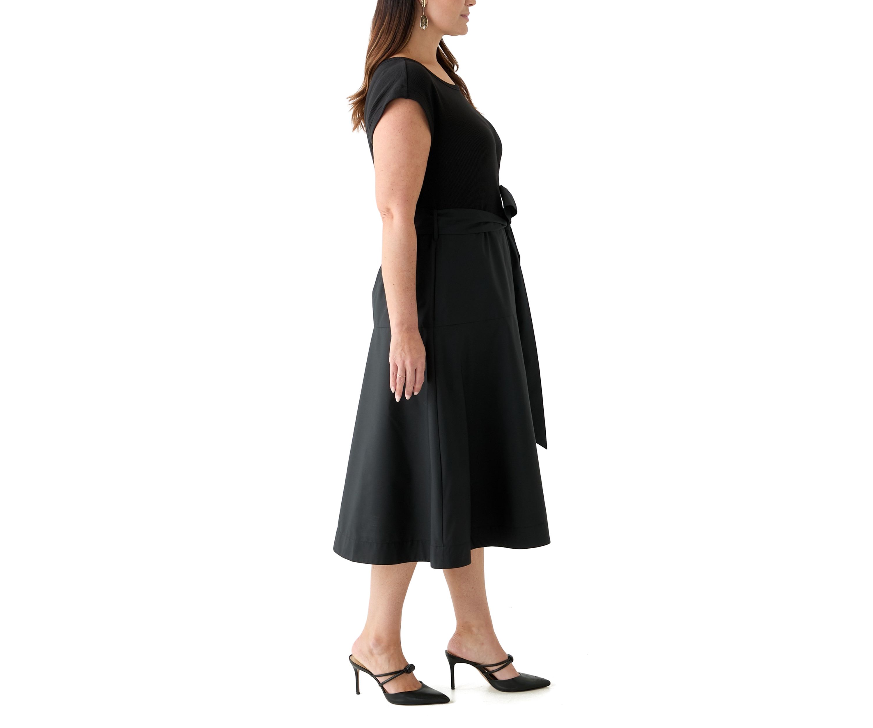 Plus Size Short Sleeve Belted Dress