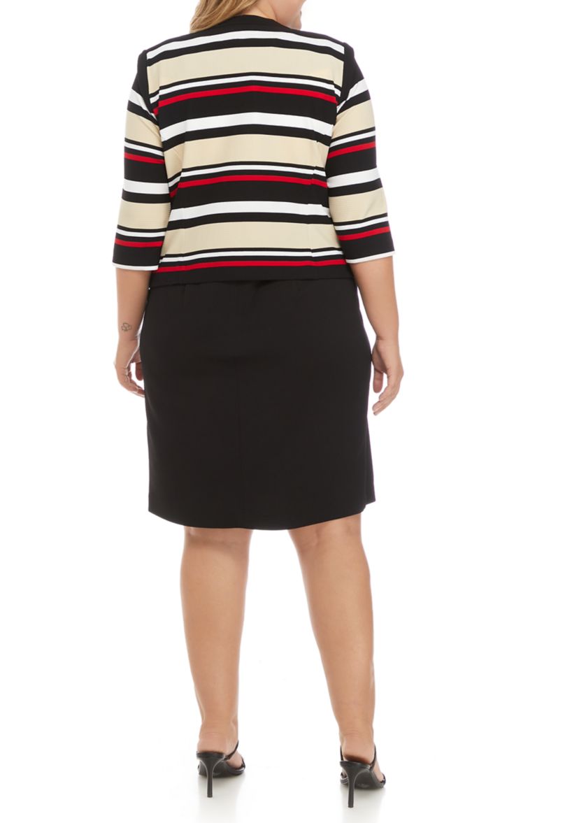 Plus Size Multi Stripe Jacket Dress