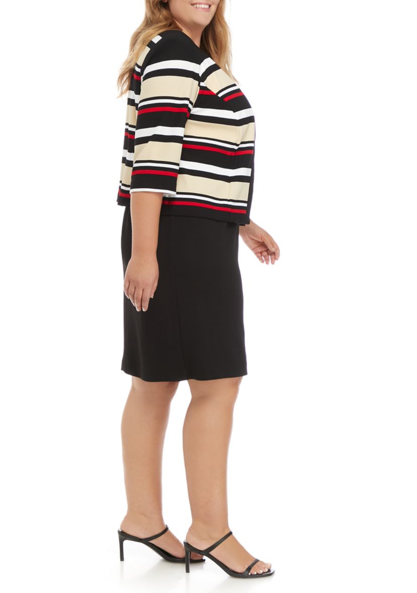 Plus Size Multi Stripe Jacket Dress