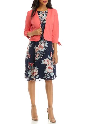 Studio 1 Women's 3/4 Tie Sleeve Jacket and Floral Dress | belk