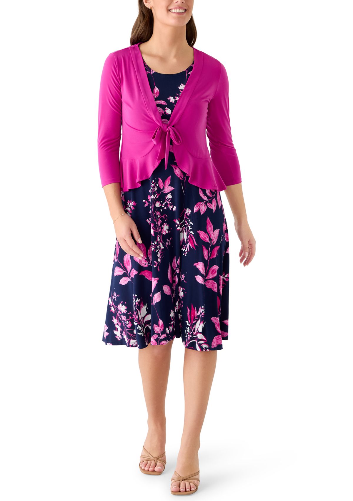 Womens Long Sleeve Ruffle Jacket Dress