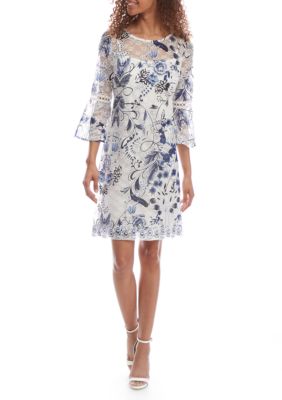 Sandra Darren Lace Flutter Sleeve Printed Sheath Dress | belk