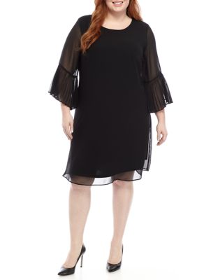Sandra Darren Plus Size 3/4 Sleeve Pleat Chiffon Dress | belk