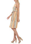 Womens Sleeveless Square Neck Stripes Fit and Flare Dress