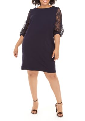 Sandra Darren Plus Size Lace Blouson Sleeve Dress | belk
