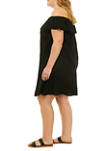 Plus Size Off the Shoulder Ruffled Solid Gauze Dress 