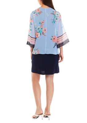 Women's Knit Floral Kimono Jacket Dress