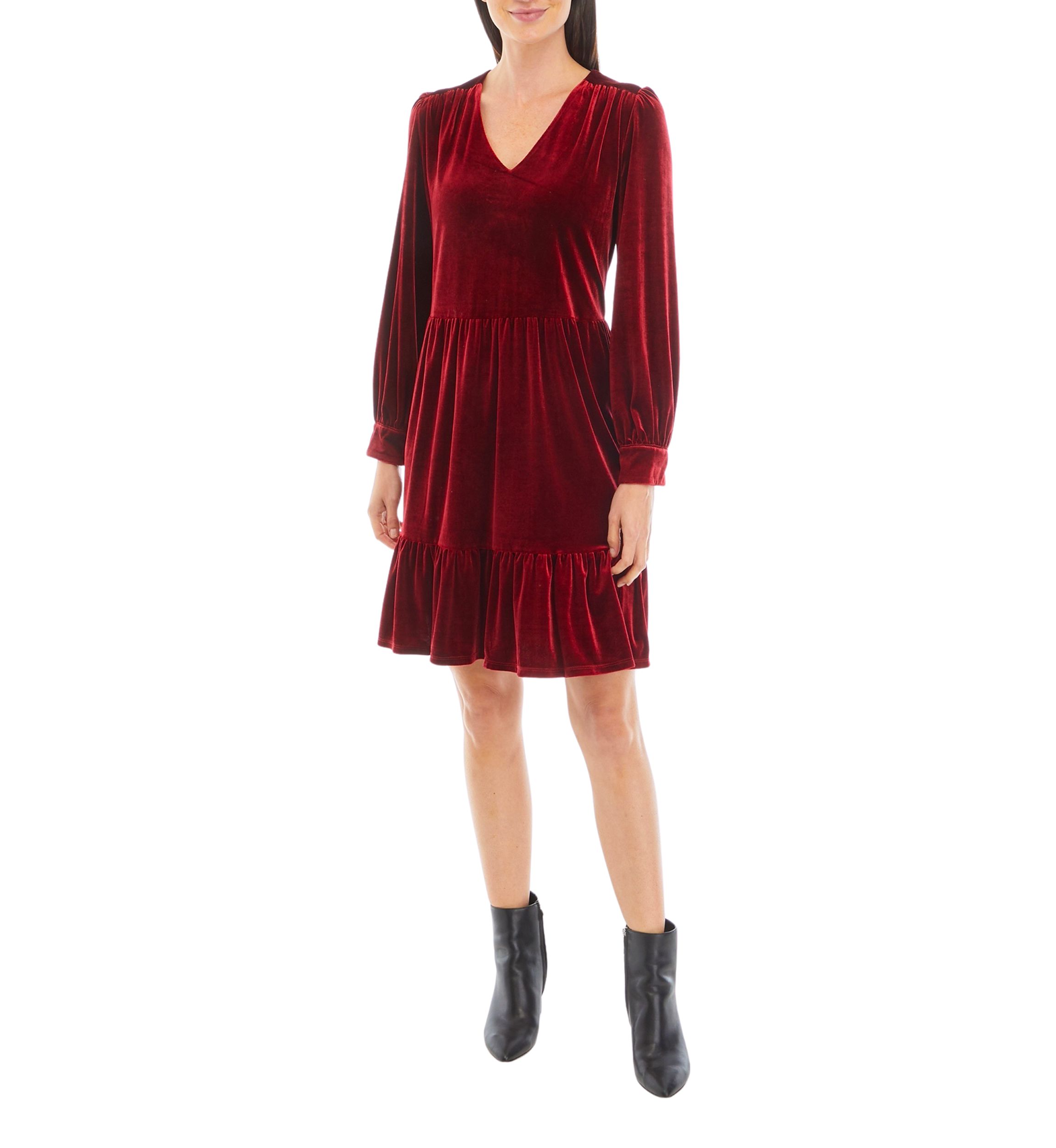 Womens V-Neck Babydoll Dress