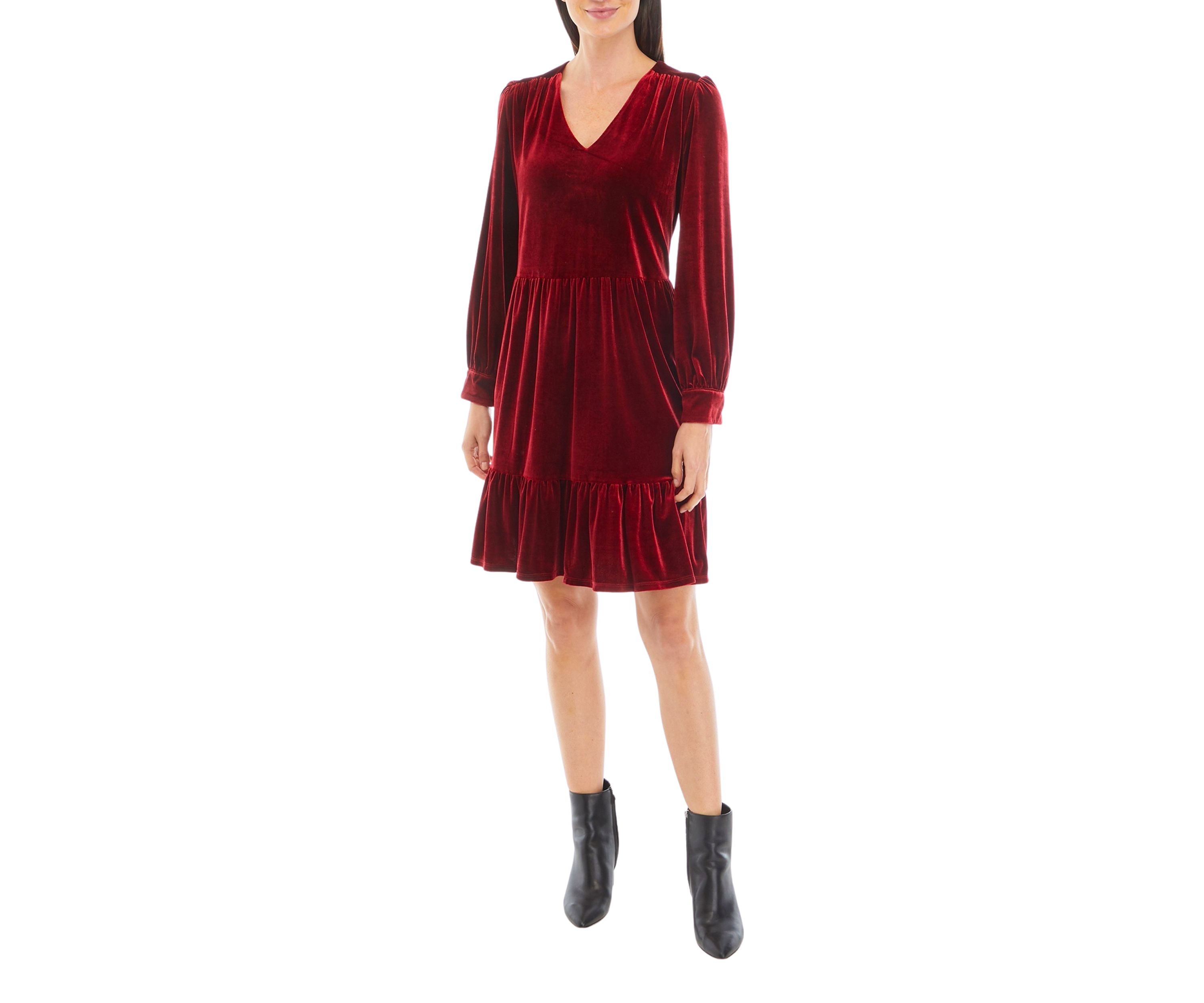Womens V-Neck Babydoll Dress