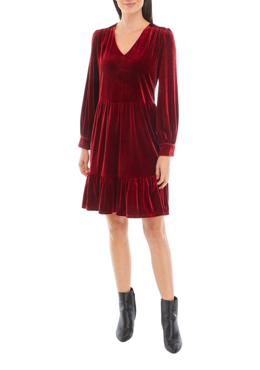 Womens V-Neck Babydoll Dress