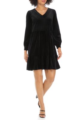 Sandra Darren Women's Blouson Sleeve V-Neck Velvet Dress | Belk