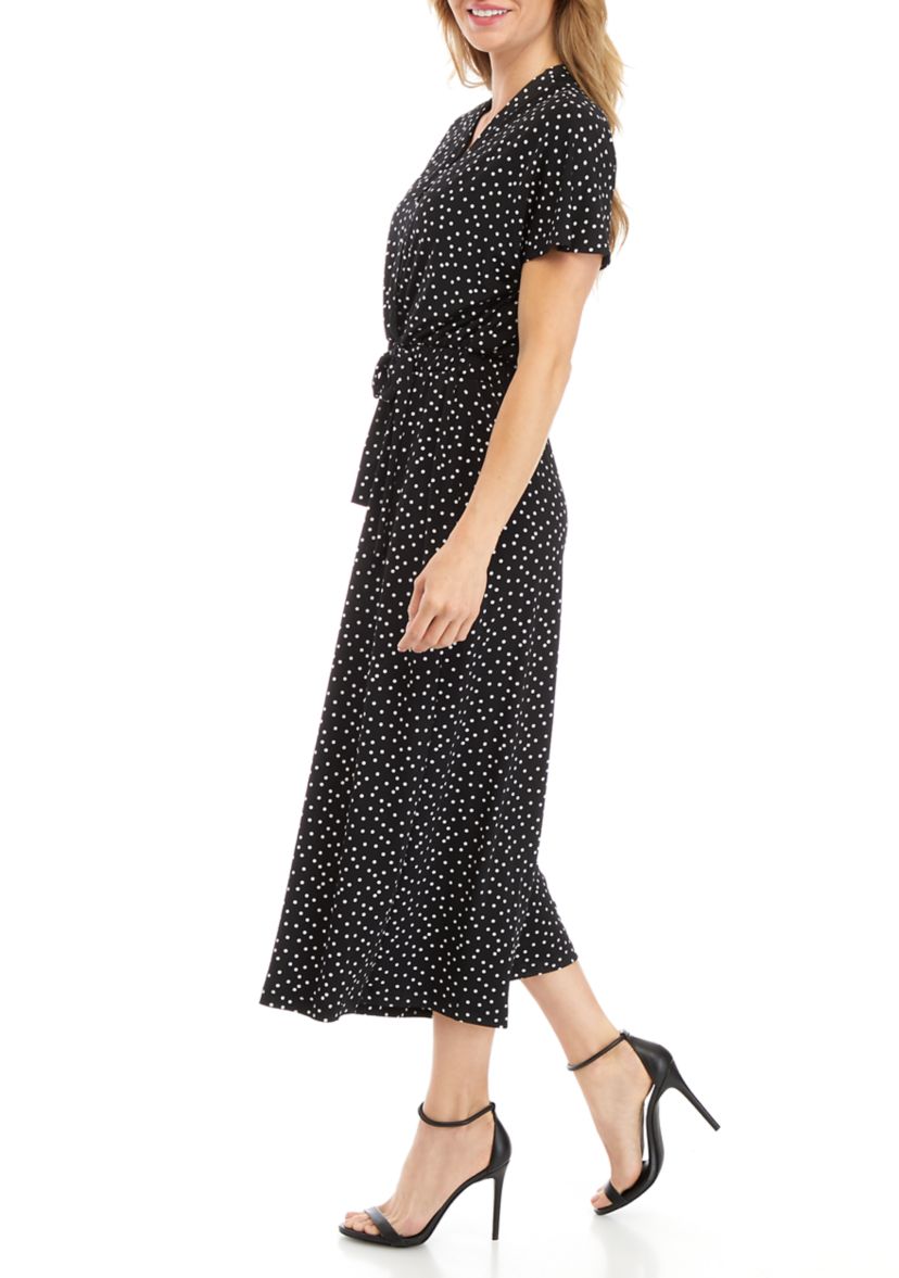 Womens Dot Print Elastic Jumpsuit