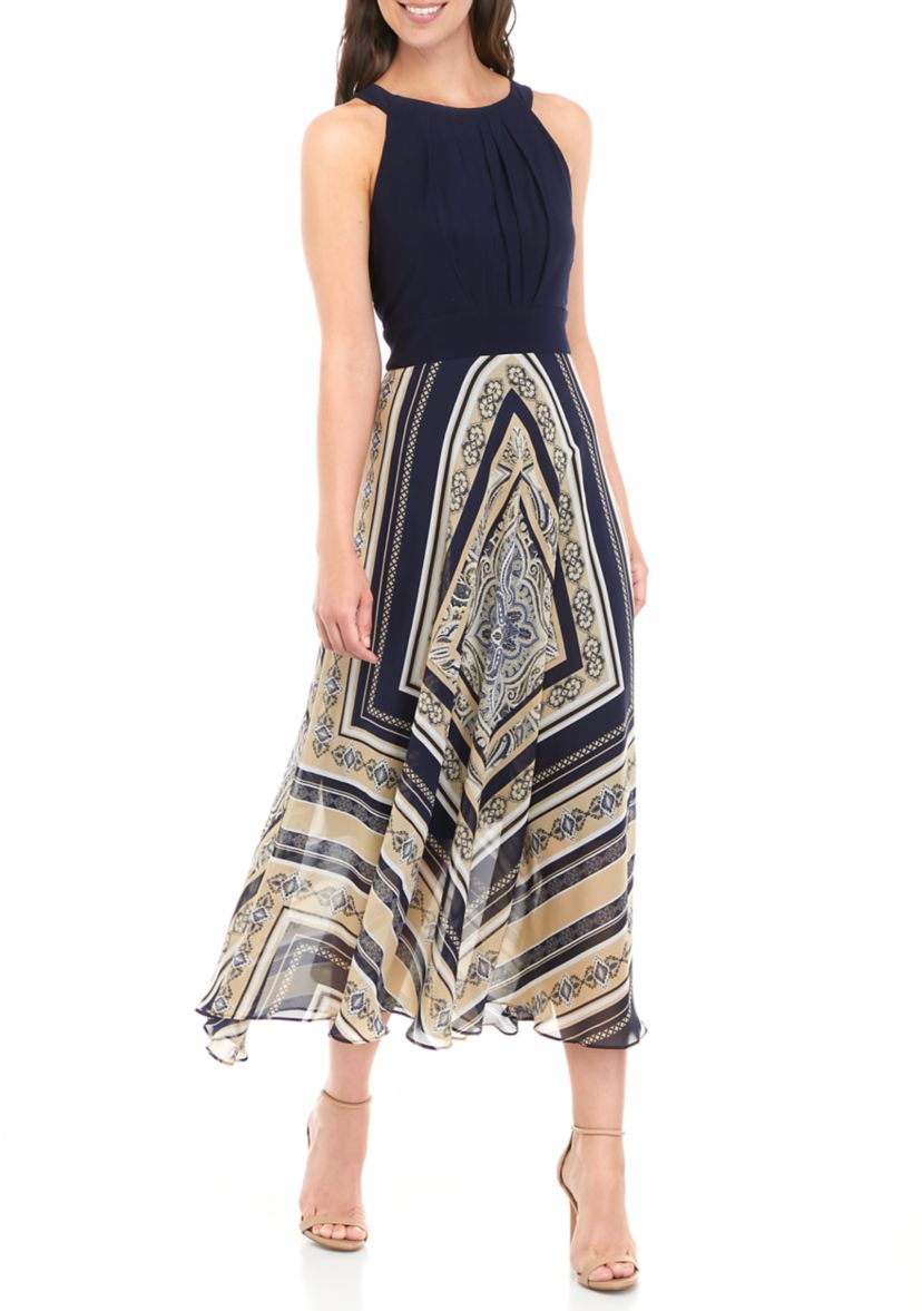 Womens Halter Maxi Dress with Chiffon Hem 
