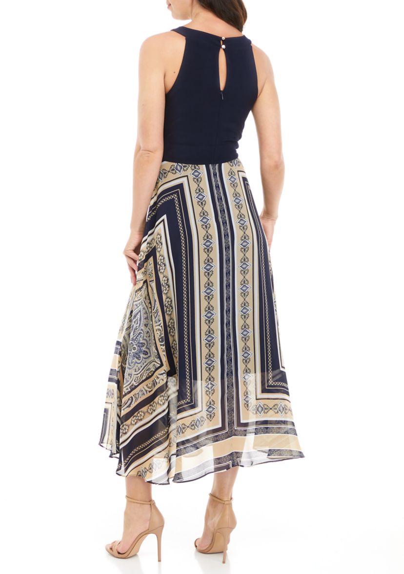 Womens Halter Maxi Dress with Chiffon Hem 