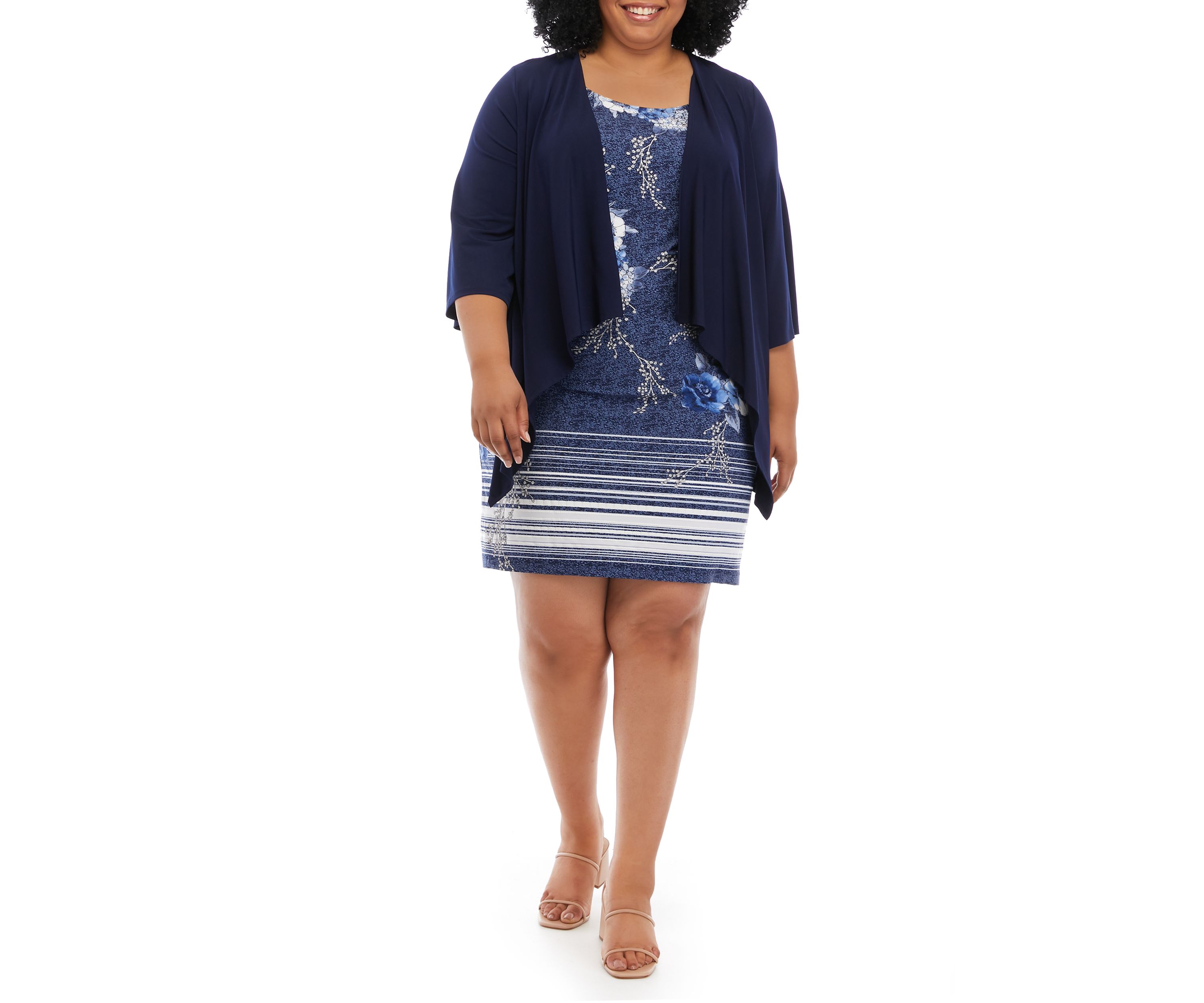 Plus Size Elbow Sleeve Denim Jacket Dress