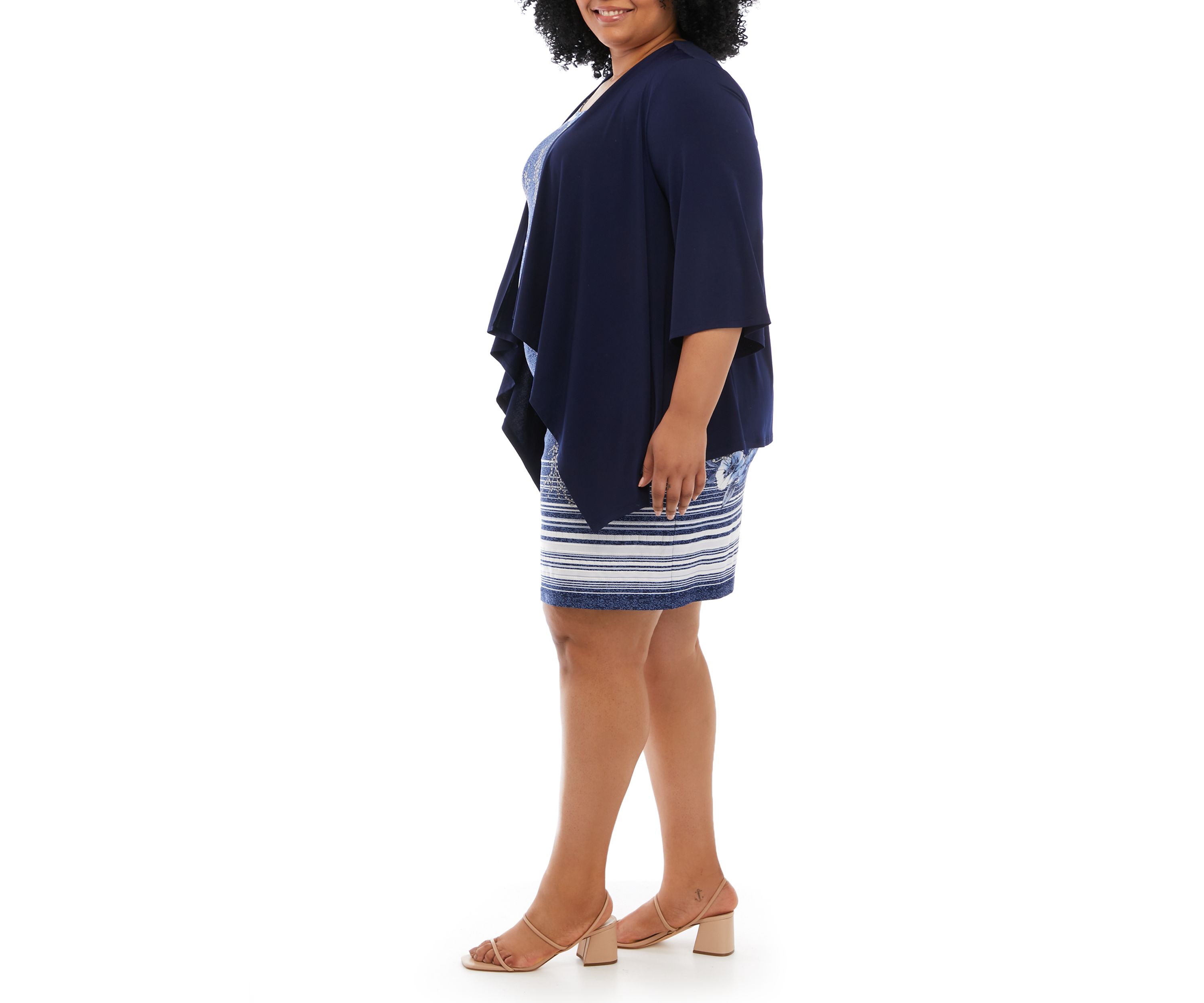 Plus Size Elbow Sleeve Denim Jacket Dress