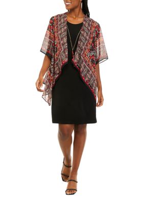 Women's Printed Chiffon Jacket Dress