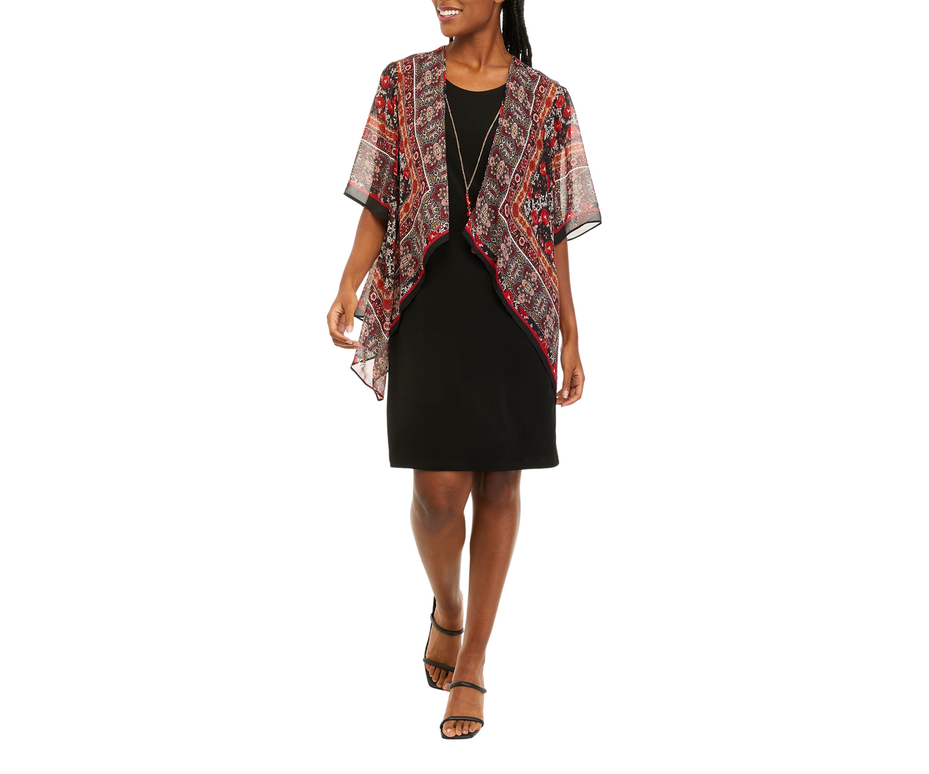 Womens Printed Chiffon Jacket Dress