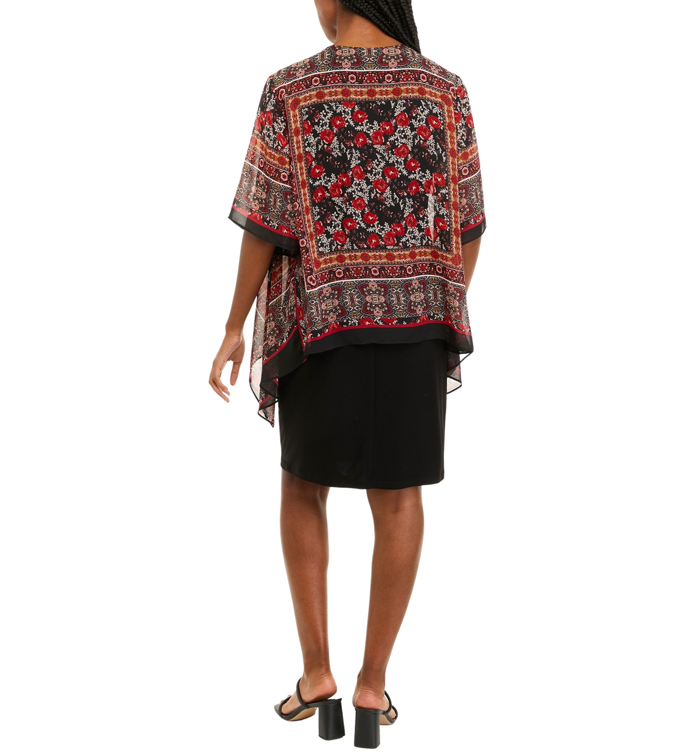 Womens Printed Chiffon Jacket Dress