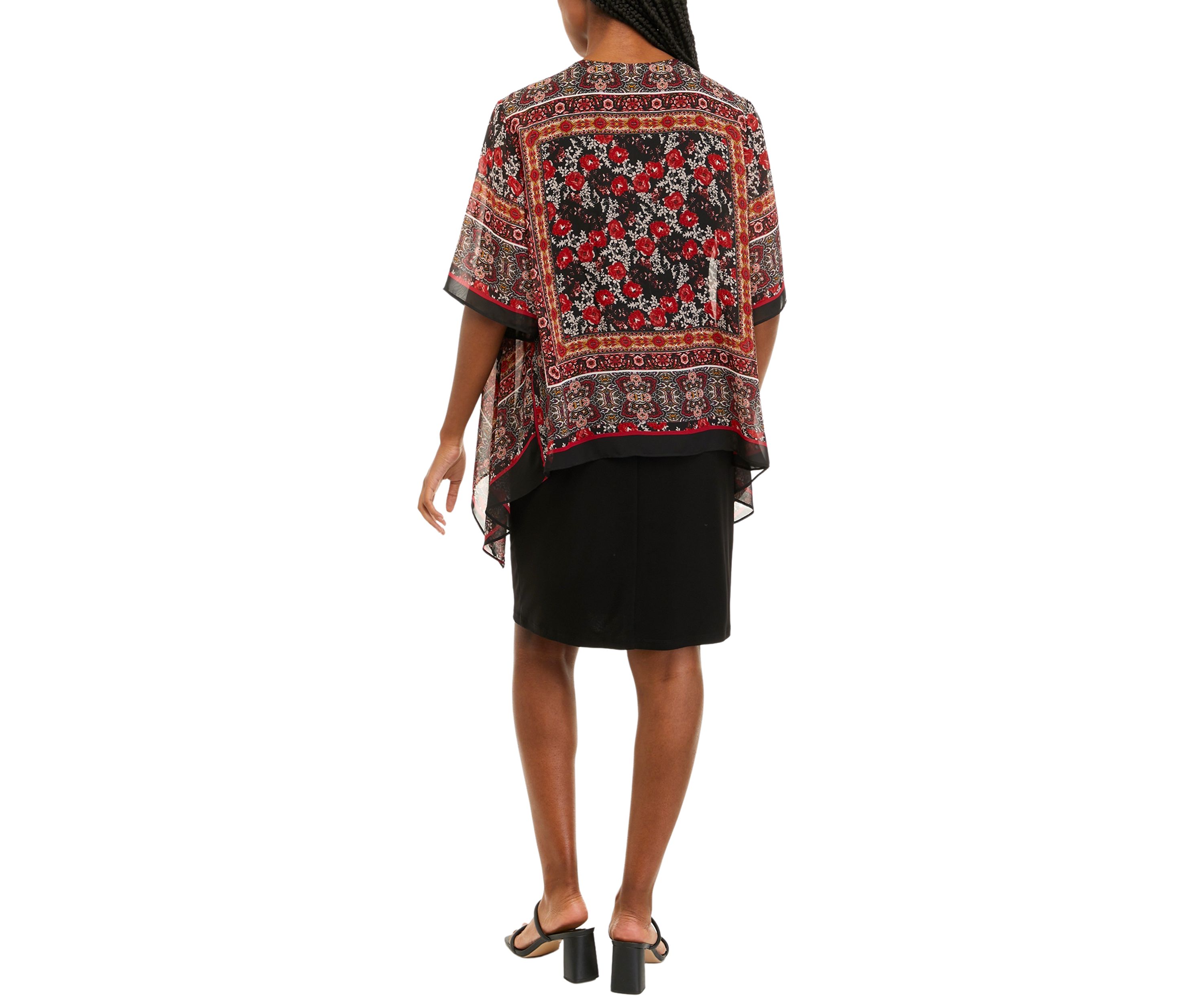 Womens Printed Chiffon Jacket Dress