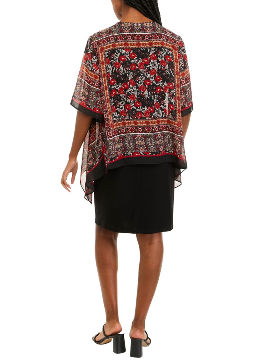 Womens Printed Chiffon Jacket Dress