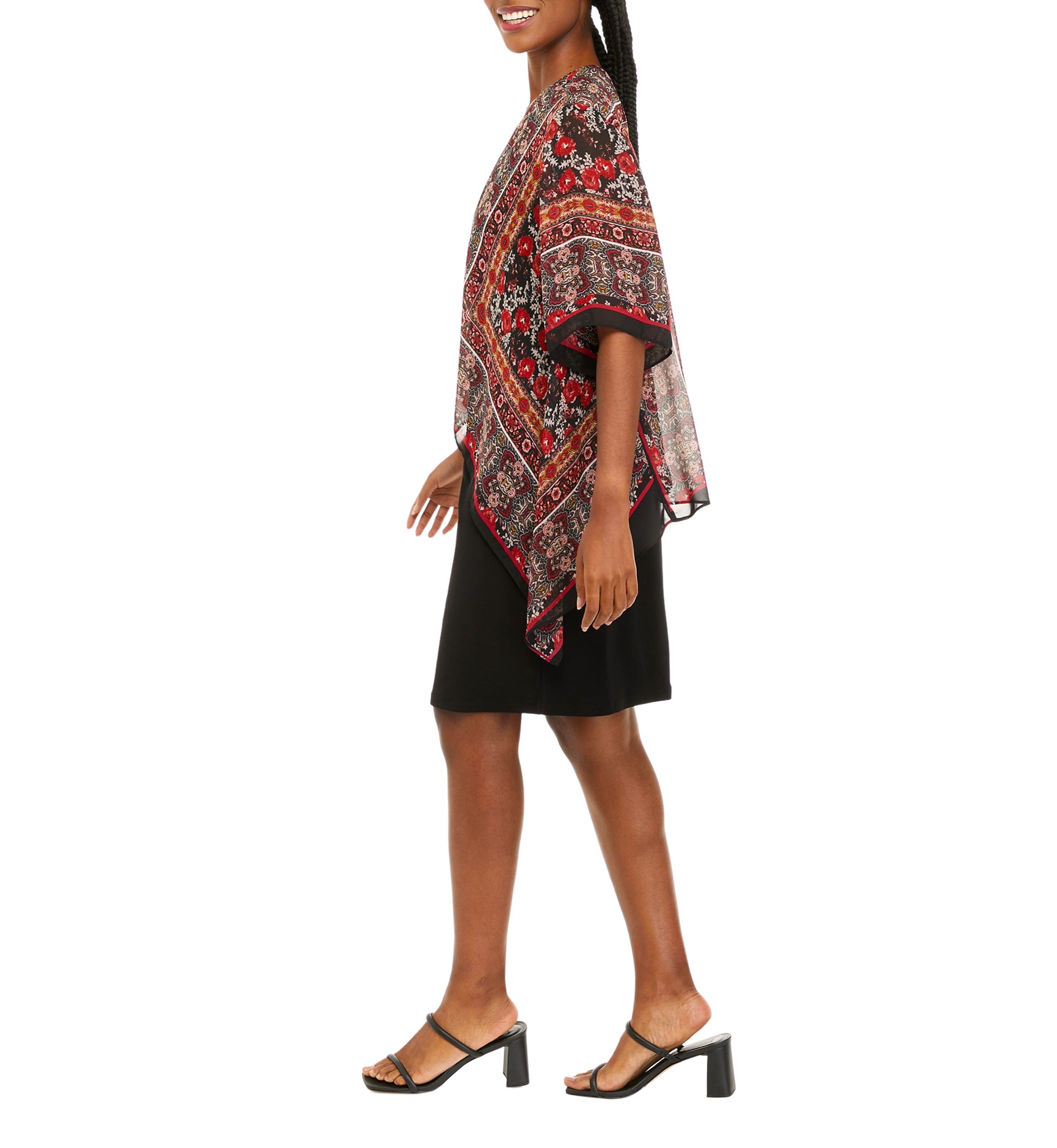Womens Printed Chiffon Jacket Dress