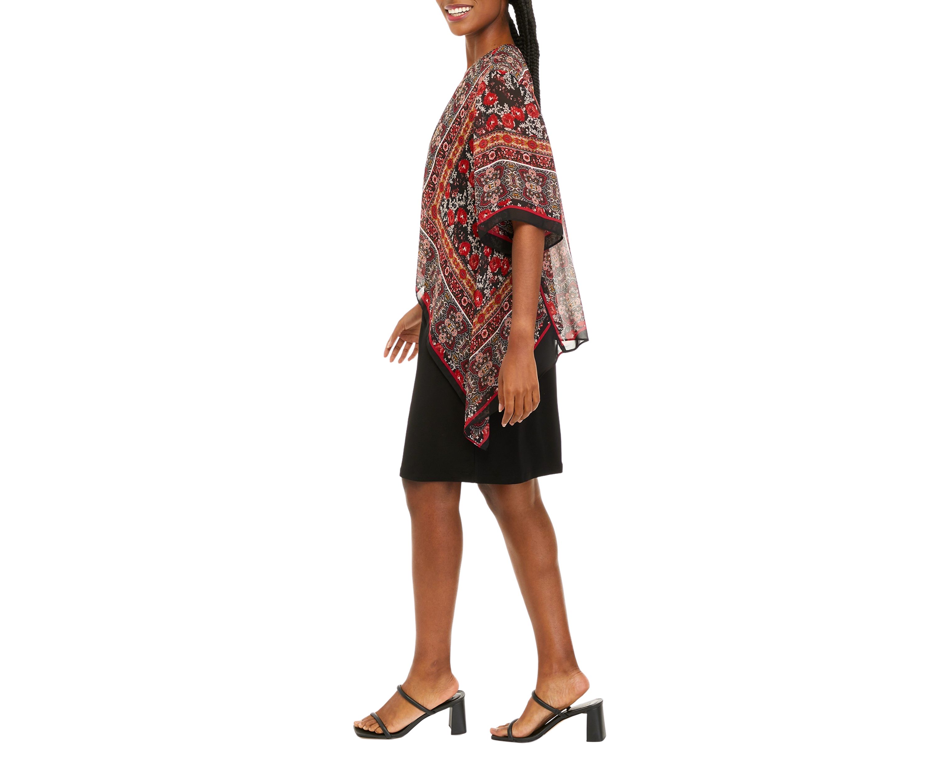 Womens Printed Chiffon Jacket Dress