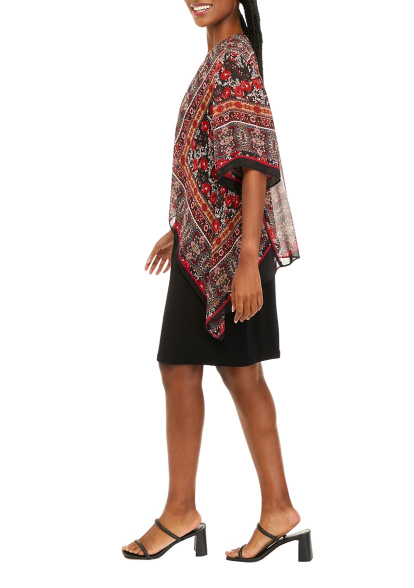 Womens Printed Chiffon Jacket Dress